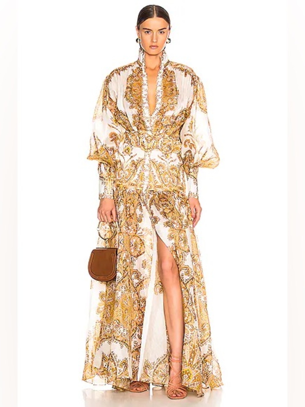 Zimmermann Zippy Billow Dress Golden Paisley Linen Silk Size 2 NWT
